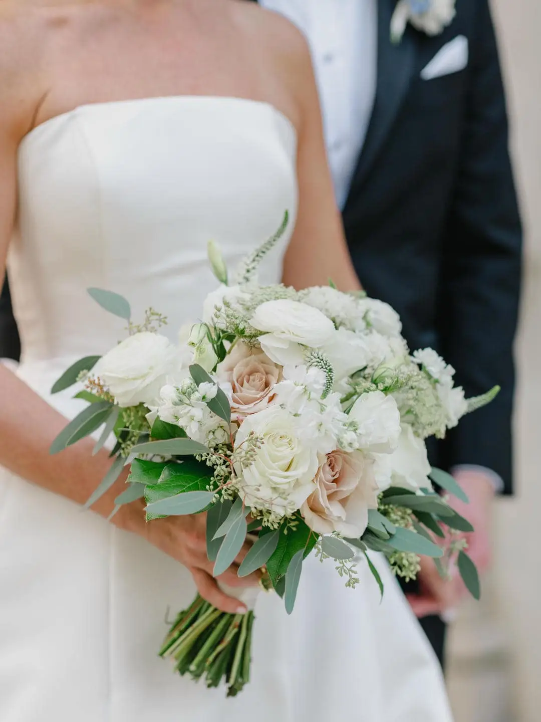 Hand-tied bridal bouquet of garden roses